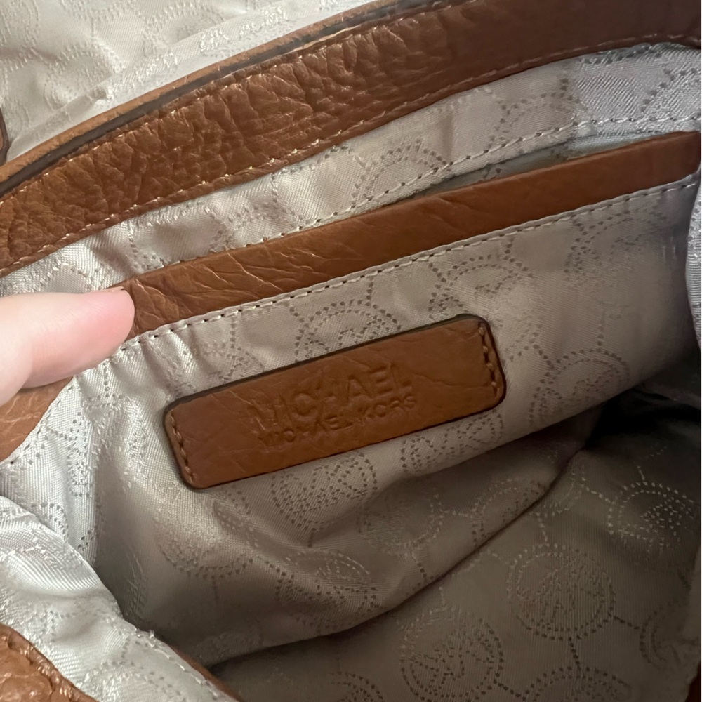 Michael Kors Cognac Brown Leather Crossbody with Gold Hardware - Picture 9 of 10